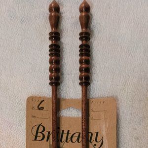Vintage Brittany Wood Turned Knitting Needles